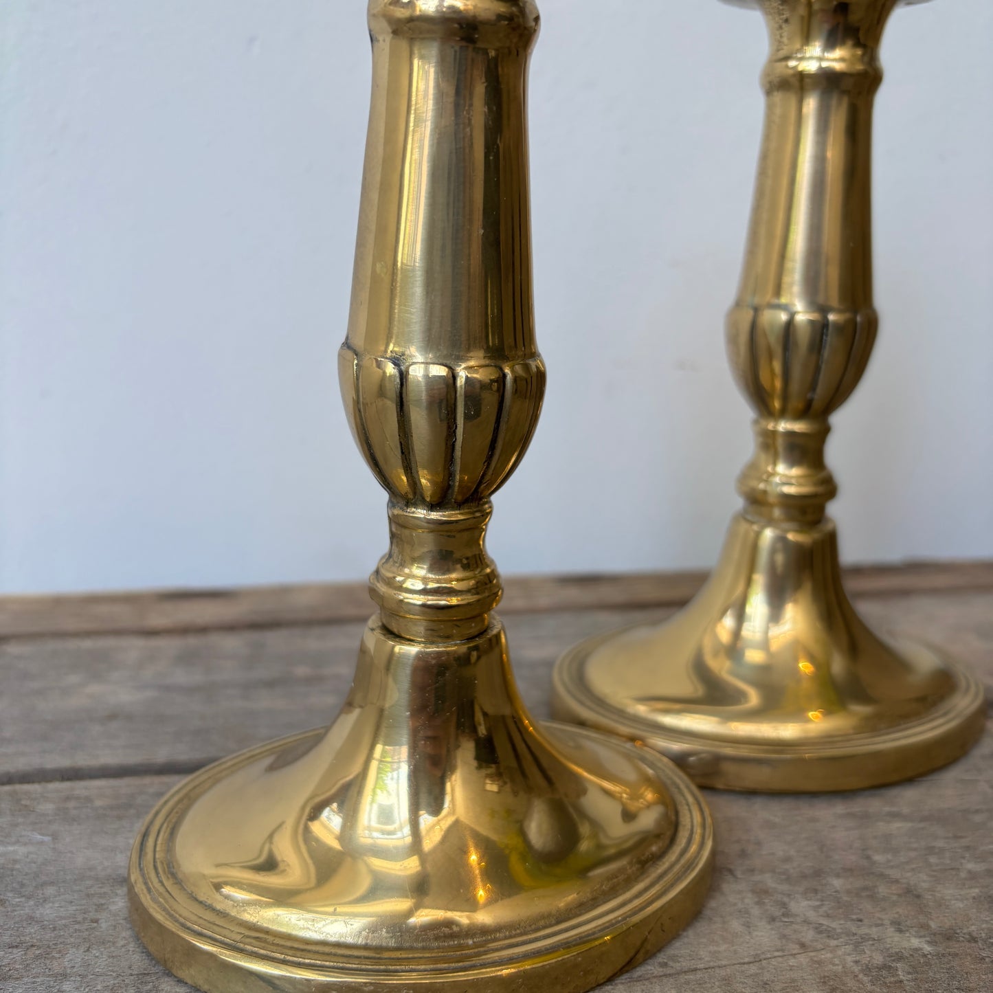 Vintage Brass Candle Holder Set - Oval Base
