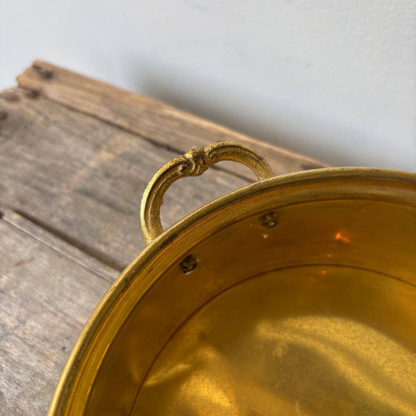 Vintage Brass Handled Cachepot