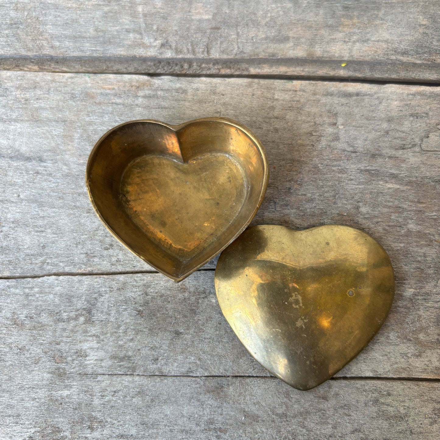 Vintage Brass Heart Trinket Box
