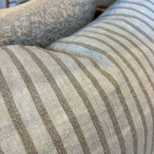 Pinstripe Linen Pillow 16x24 - Natural