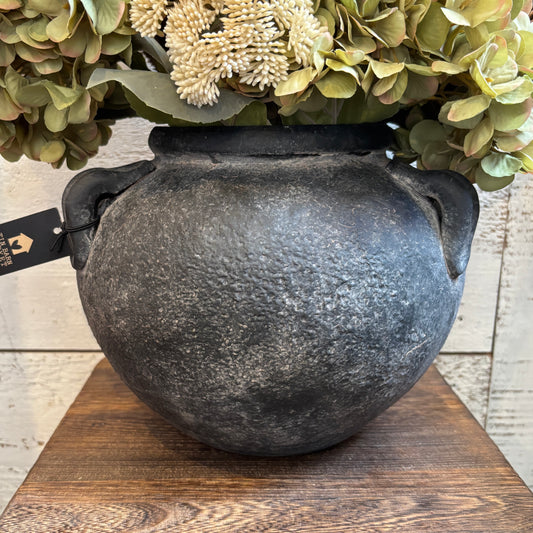 Low Round Terracotta Vase w/ Handles