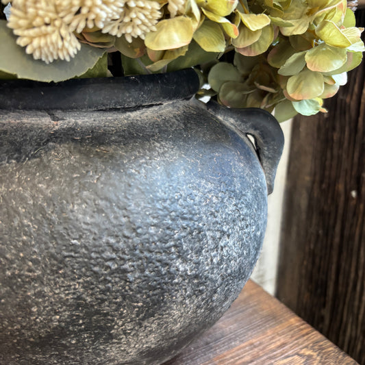 Low Round Terracotta Vase w/ Handles