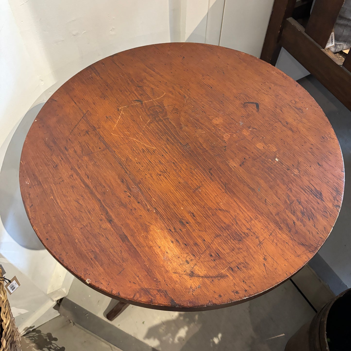 Vintage Round Oak Pedestal Table