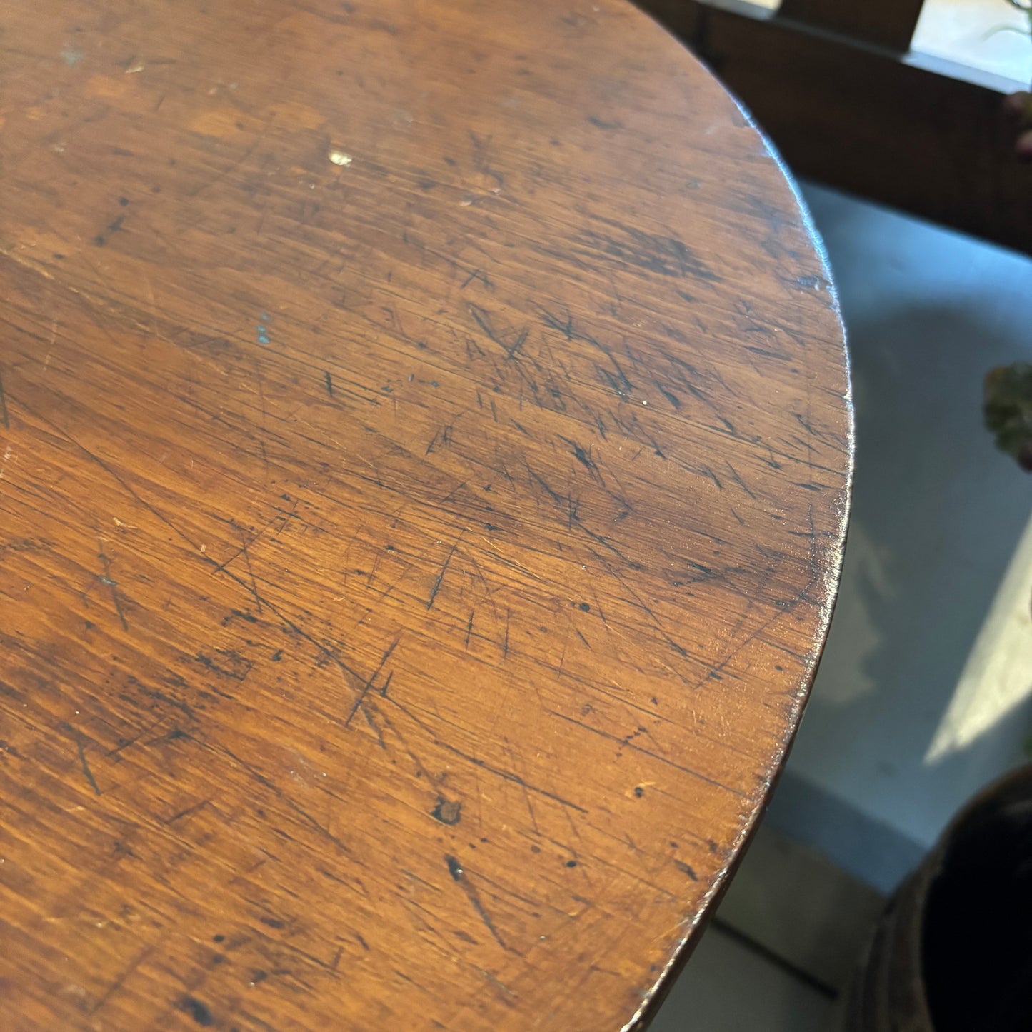 Vintage Round Oak Pedestal Table