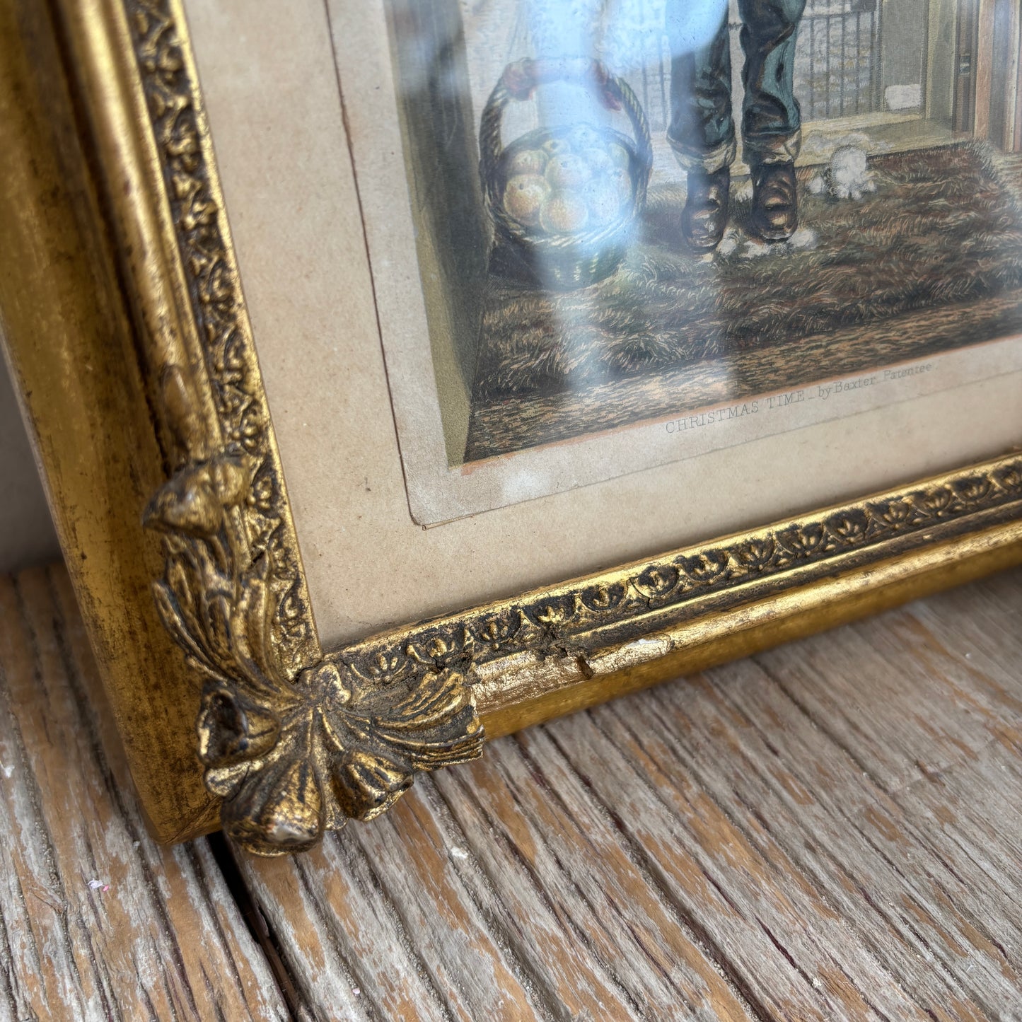 Antique Baxter Print in Gold Frame