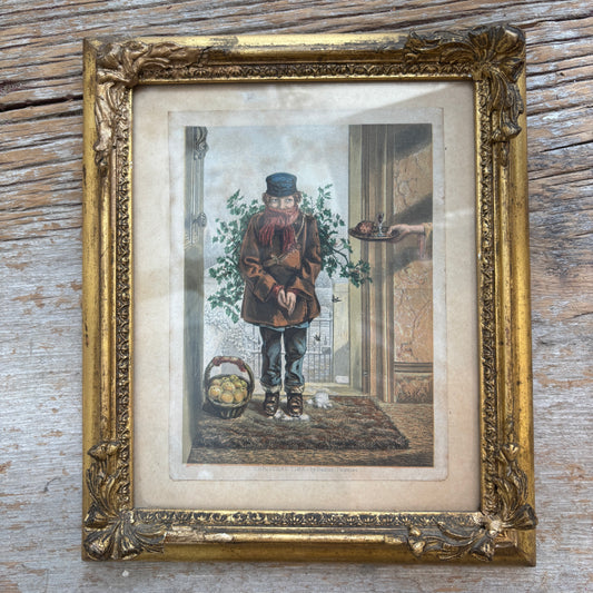 Antique Baxter Print in Gold Frame