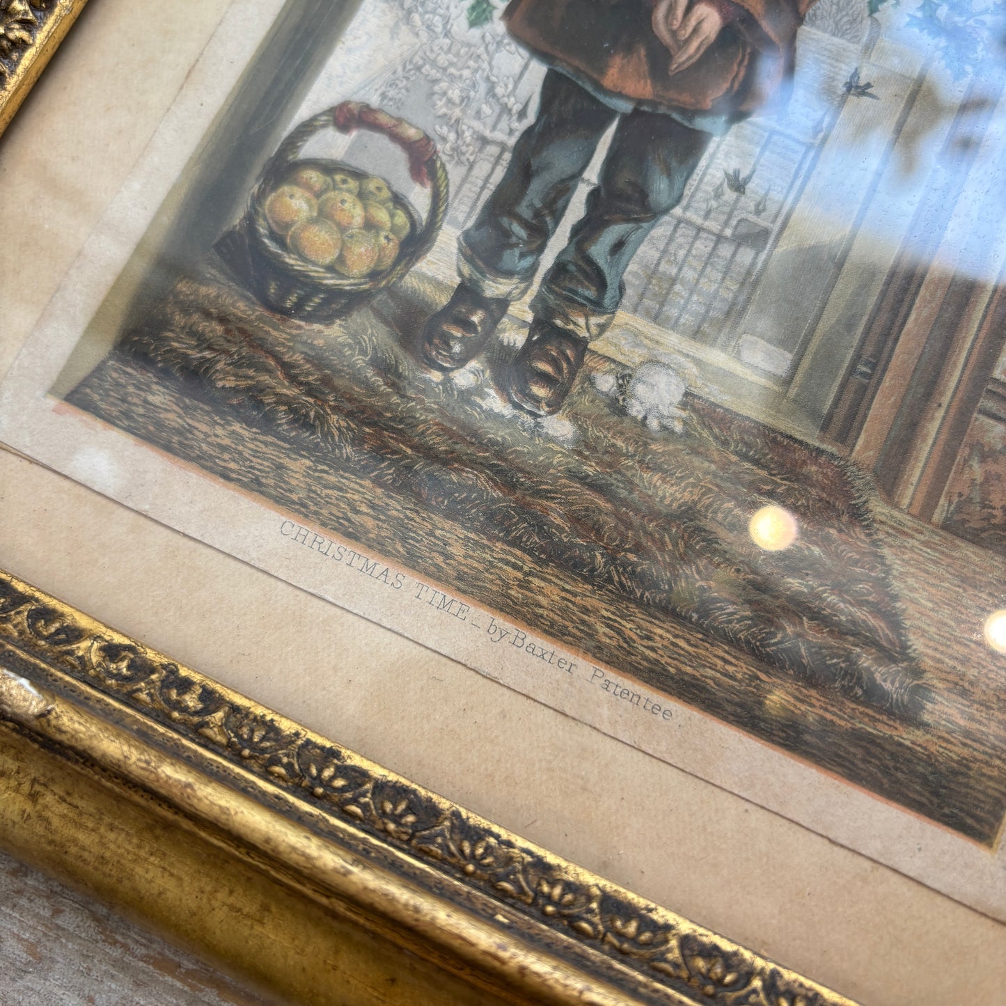 Antique Baxter Print in Gold Frame