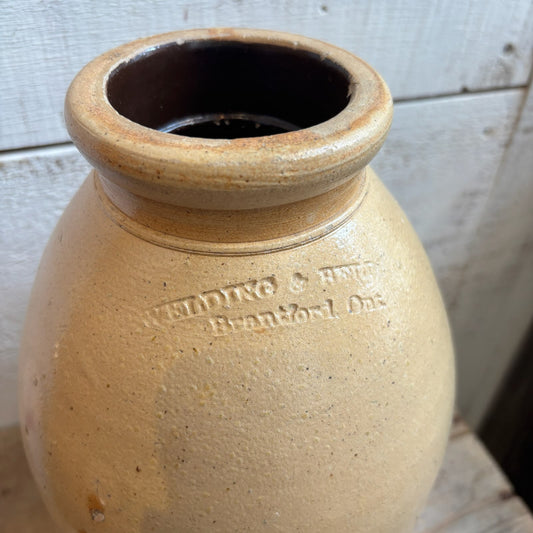 Vintage Welding & Belding Glazed Stoneware Jug - Tan