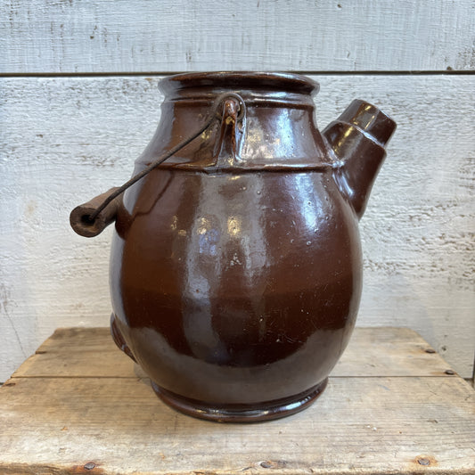 Vintage Glazed Stoneware Batter Jug- Brown