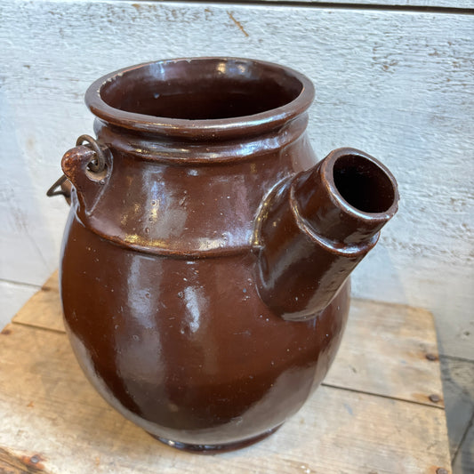 Vintage Glazed Stoneware Batter Jug- Brown