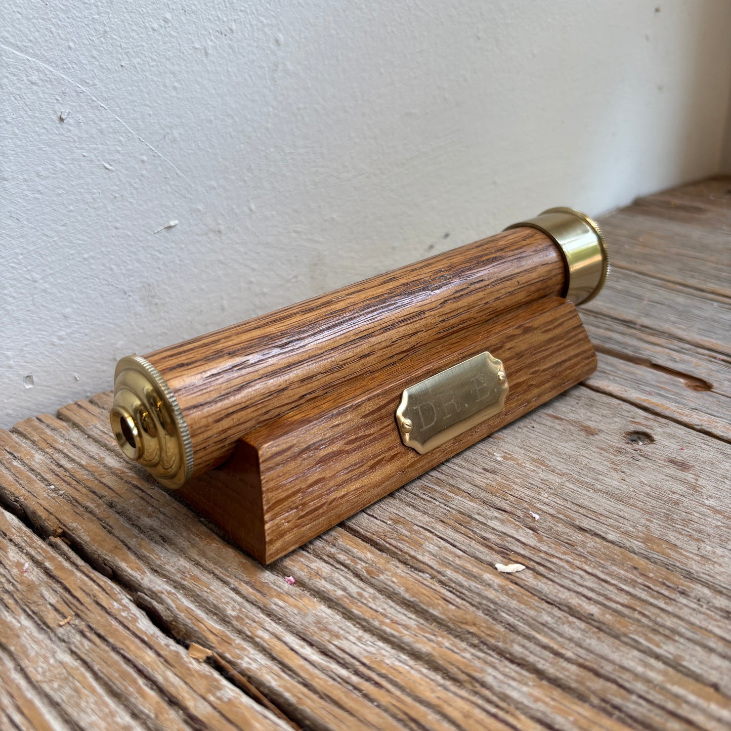 Vintage Wood & Brass Kaleidoscope w/ Base