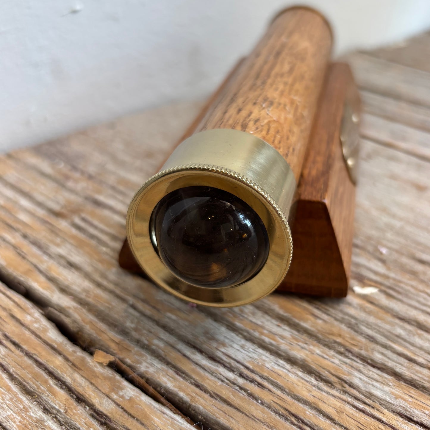 Vintage Wood & Brass Kaleidoscope w/ Base