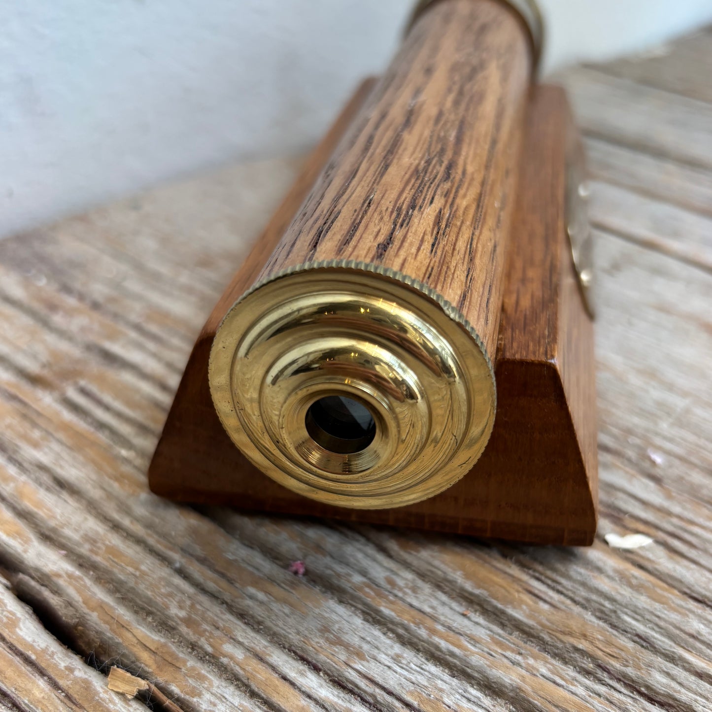 Vintage Wood & Brass Kaleidoscope w/ Base