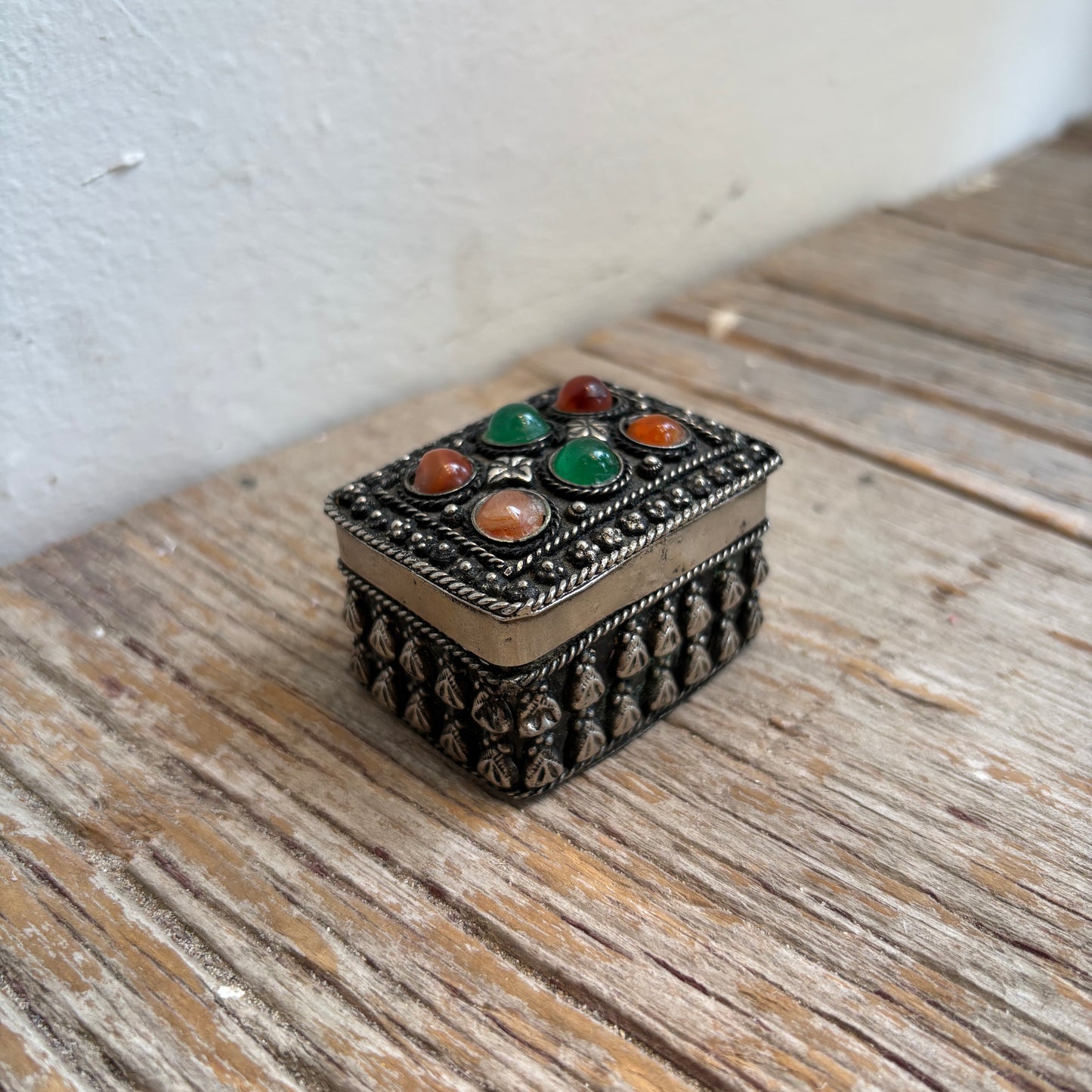 Vintage Metal Trinket Box w/ Embossed Design