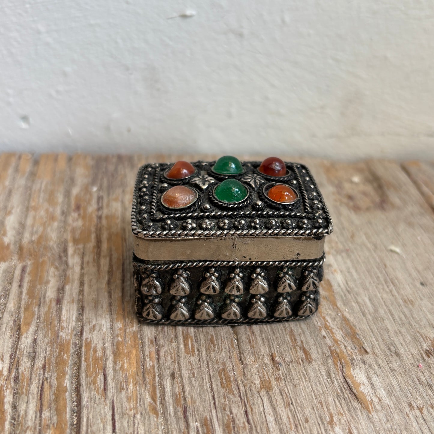 Vintage Metal Trinket Box w/ Embossed Design