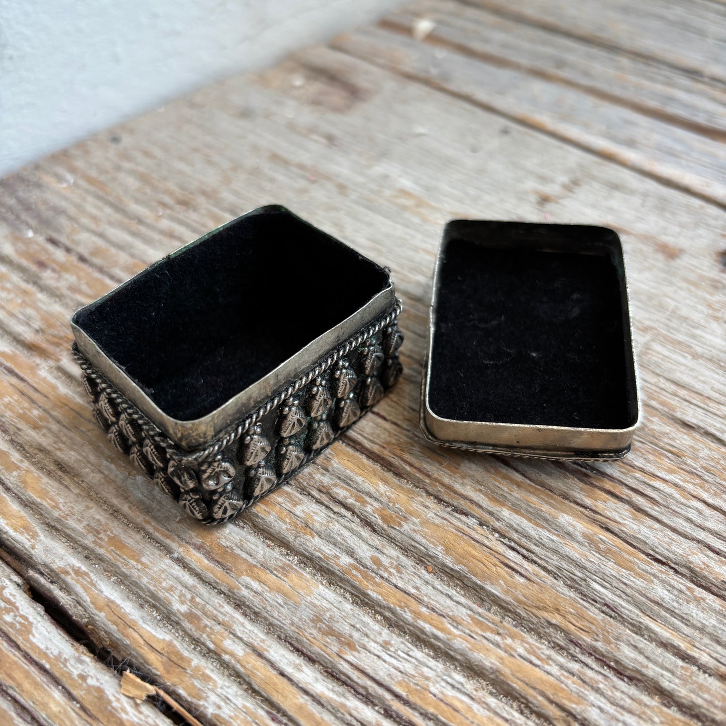Vintage Metal Trinket Box w/ Embossed Design