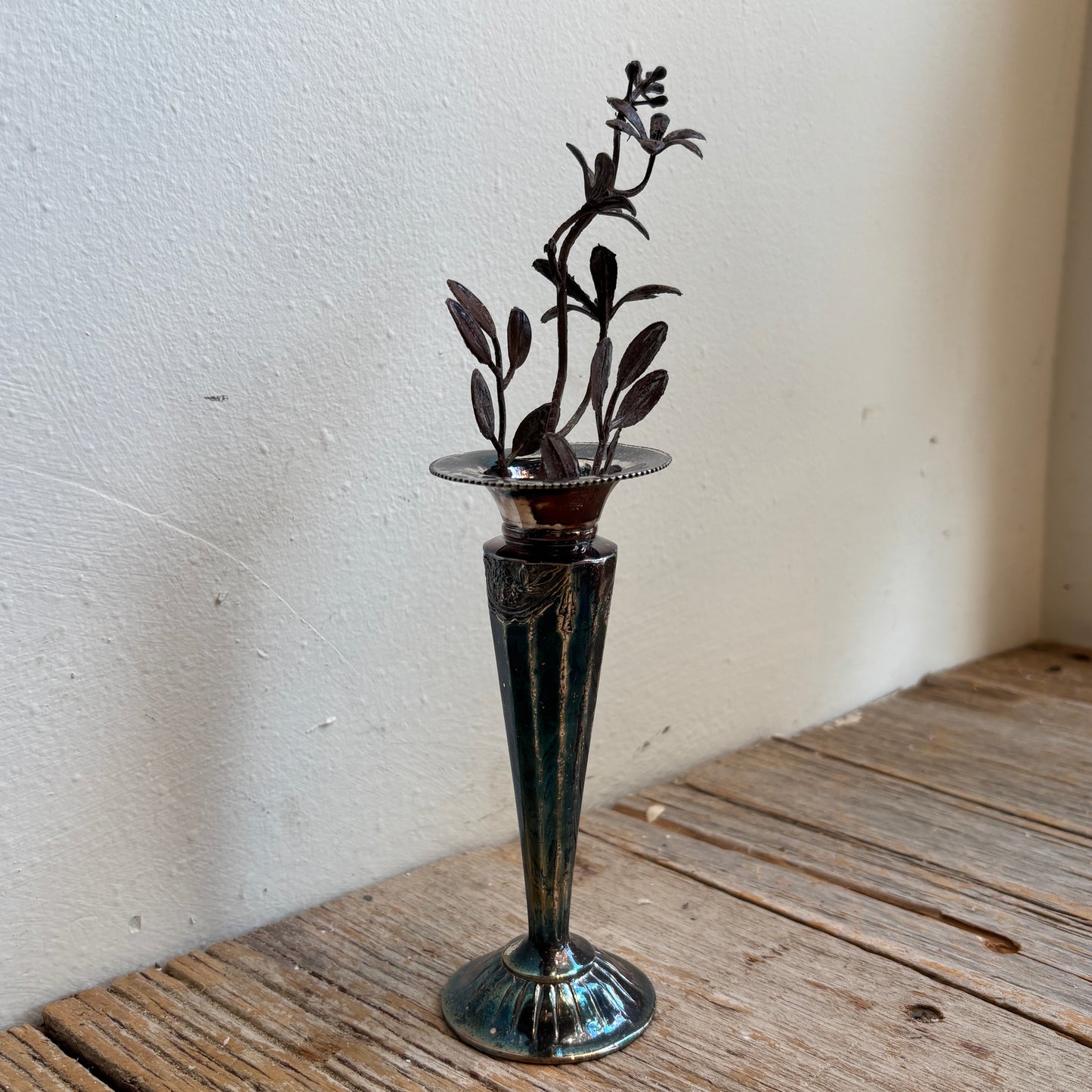 Vintage Silver Bud Vase w/ Floral Design