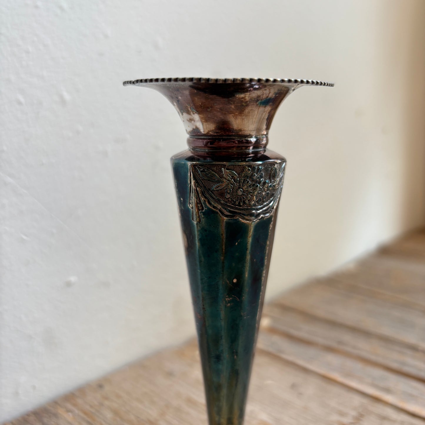 Vintage Silver Bud Vase w/ Floral Design