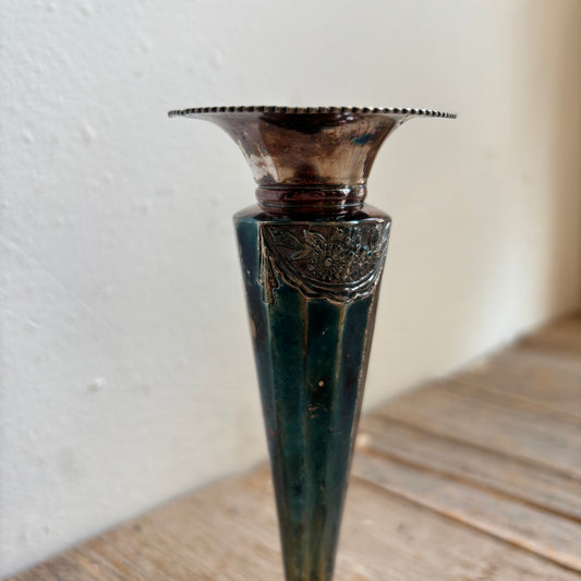 Vintage Silver Bud Vase w/ Floral Design