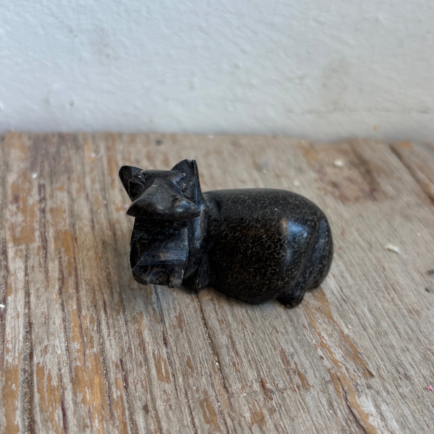 Vintage Carved Stone Hippo