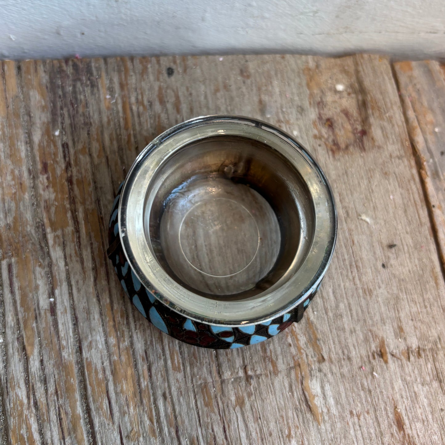 Vintage Tealight Holder - Blue & Red Design