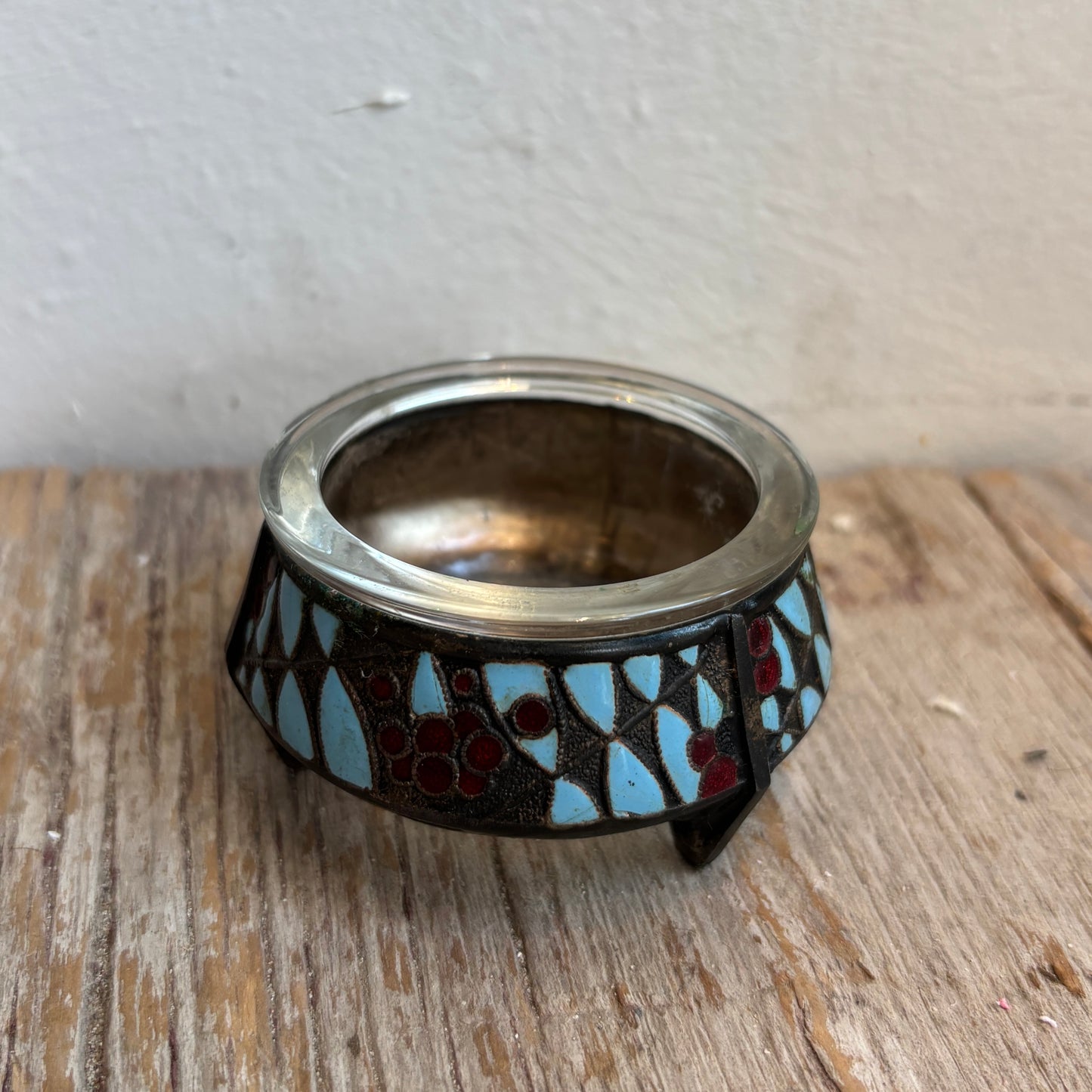 Vintage Tealight Holder - Blue & Red Design
