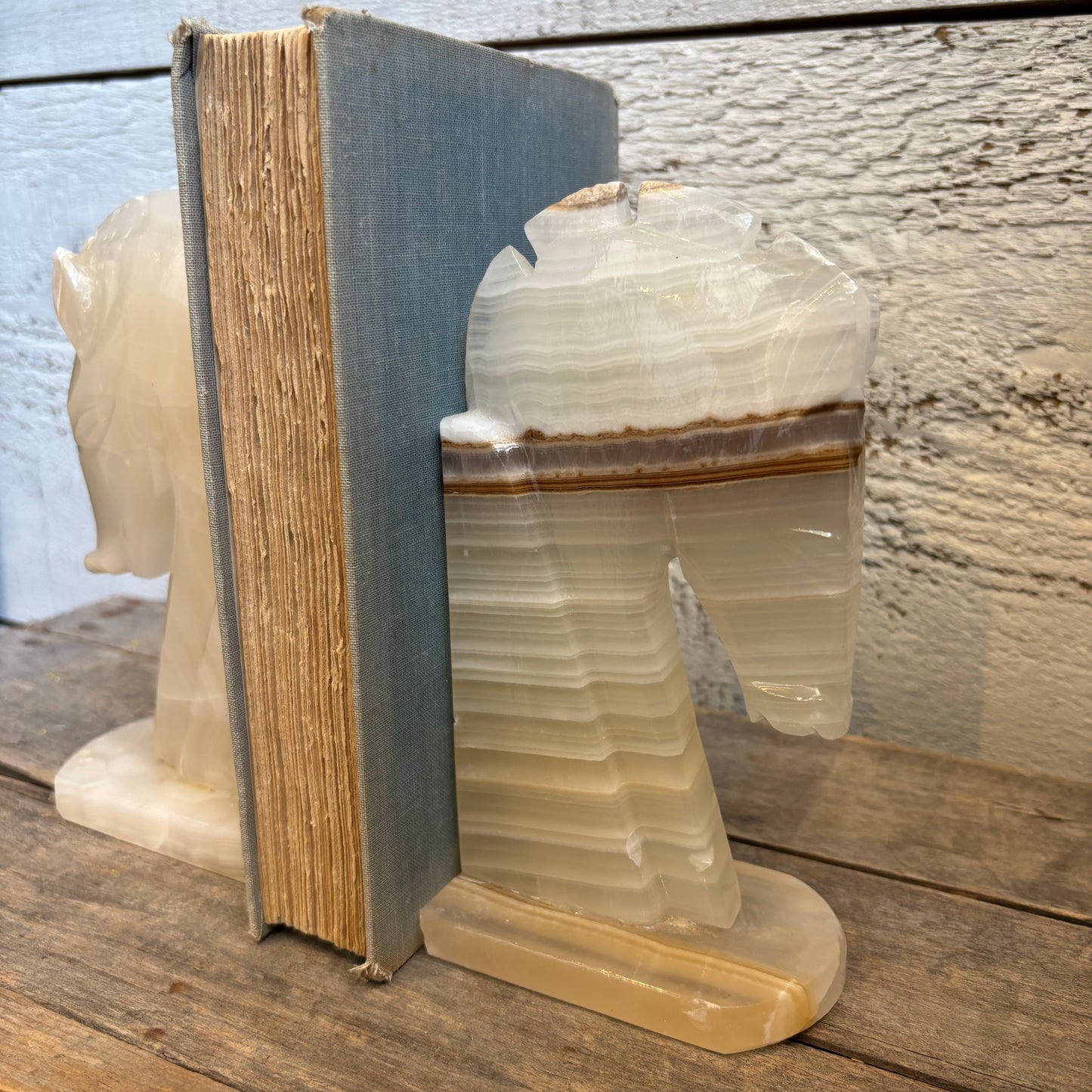 Vintage Alabaster Horse Head Bookends - Mix Match Set