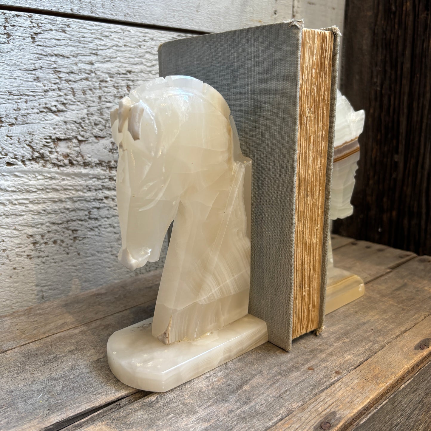 Vintage Alabaster Horse Head Bookends - Mix Match Set