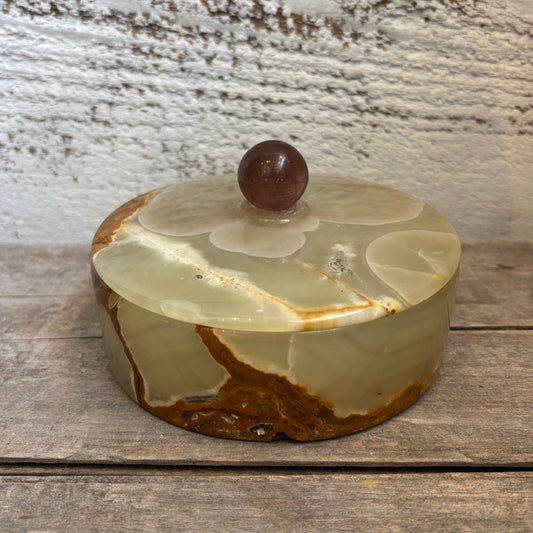 Vintage Green Onyx Dresser Jar