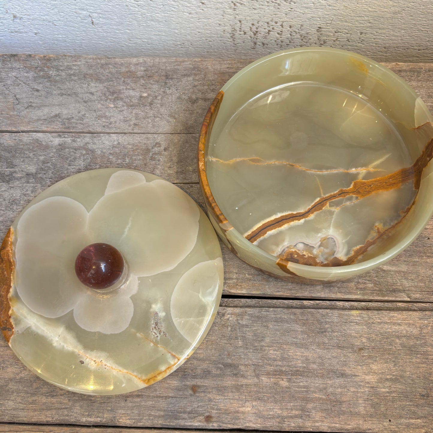 Vintage Green Onyx Dresser Jar