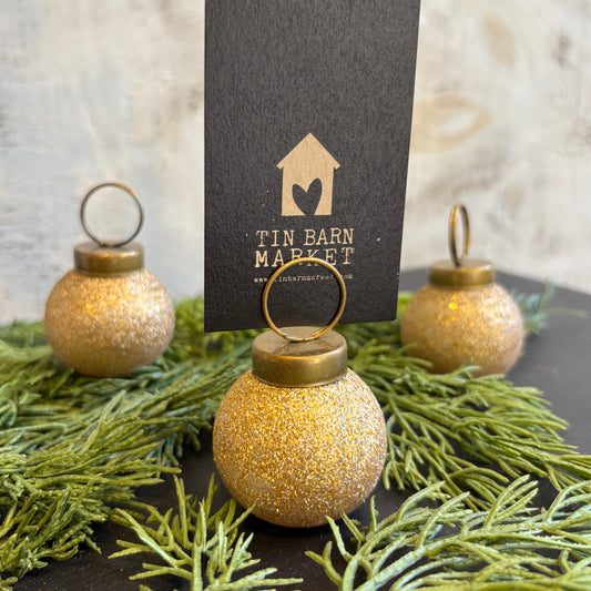 Glass Ball Ornament Place Card Holder