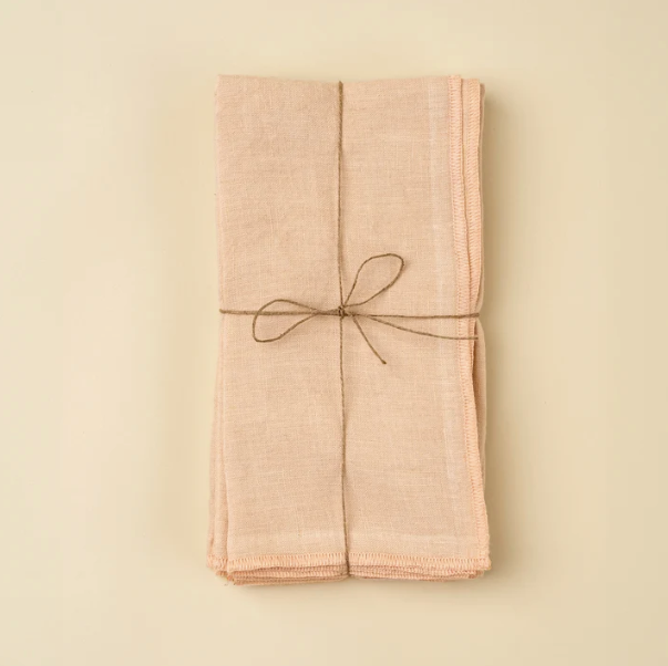 Stonewashed Linen Napkins S/4, Pale Pink