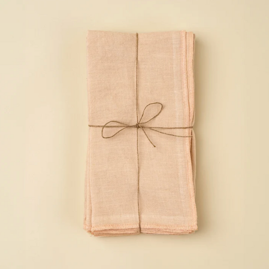 Stonewashed Linen Napkins S/4, Pale Pink
