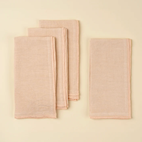 Stonewashed Linen Napkins S/4, Pale Pink