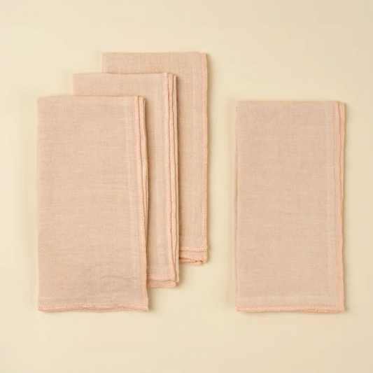 Stonewashed Linen Napkins S/4, Pale Pink