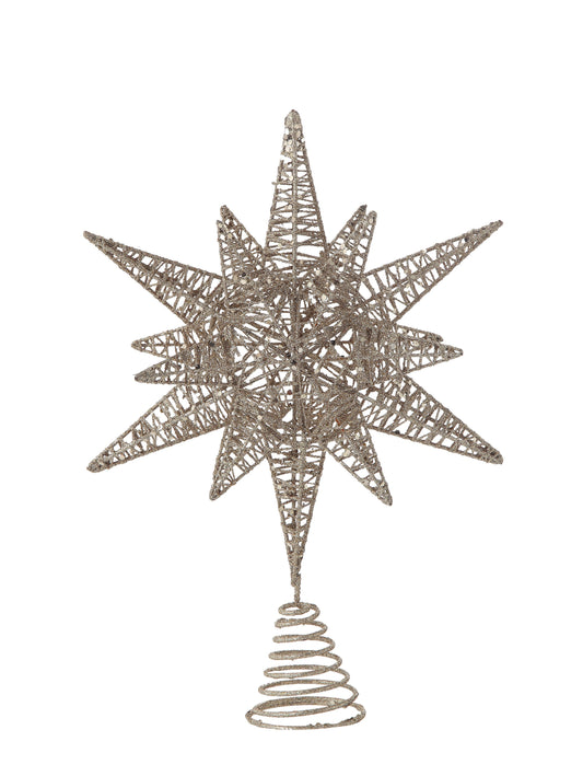 White Gold Glitter Star Tree Topper