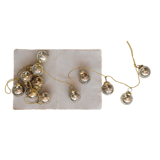 Etched Snowflake Mercury Glass Ball Garland