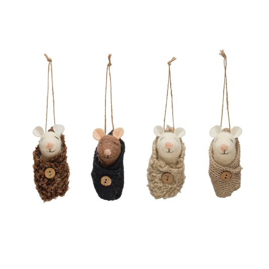 Felt Baby Mouse in Swaddle
