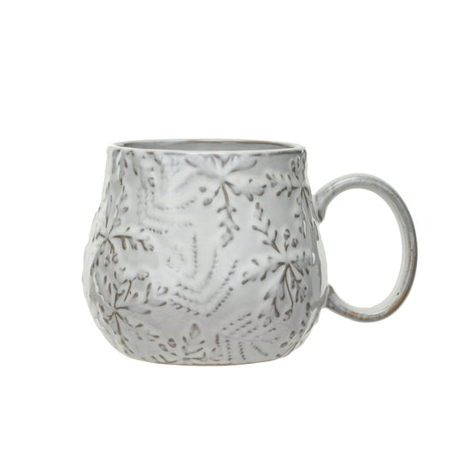 Embossed Stoneware Snowflake Mug