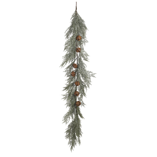 Faux Cedar Garland w/ Rusted Bells