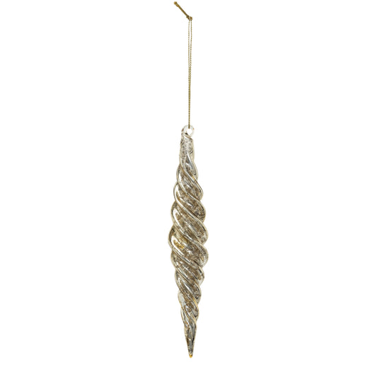 Mercury Glass Spiral Ornament - Antique Silver