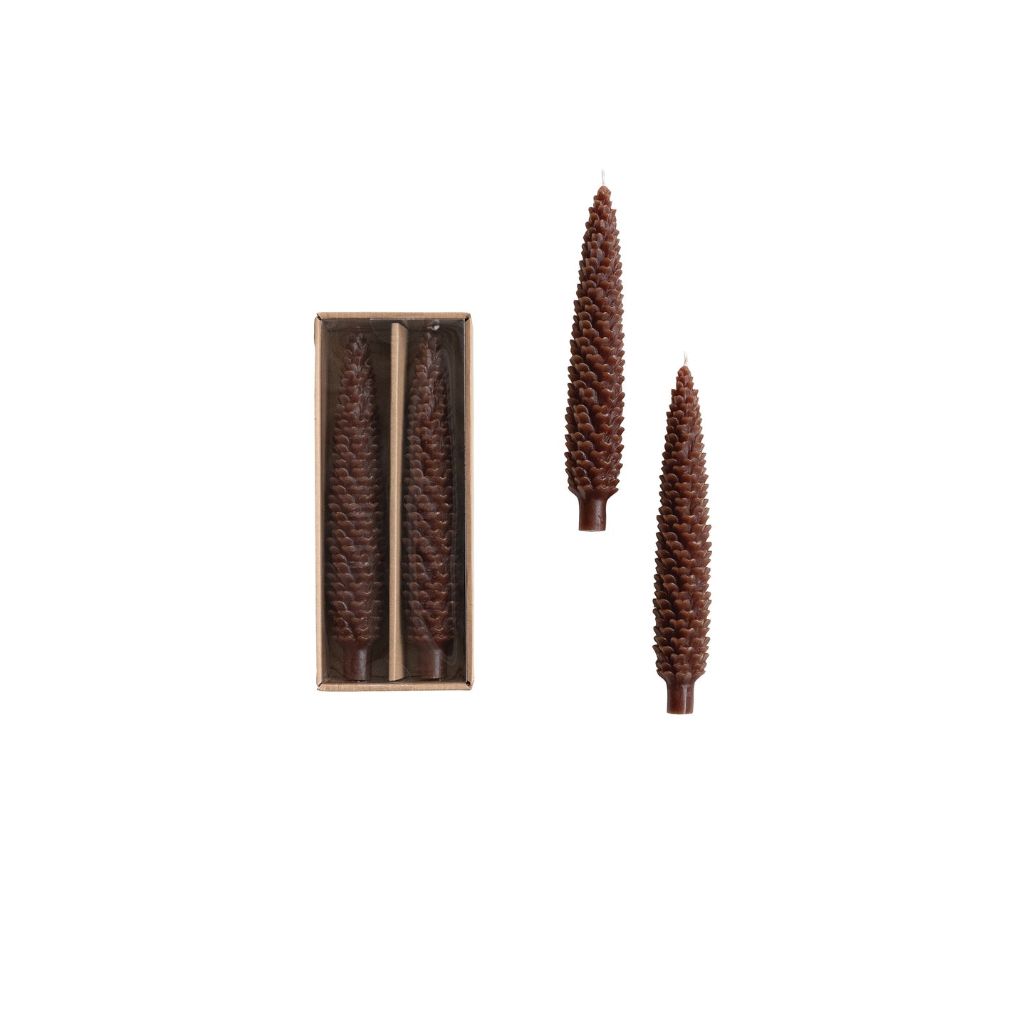 10" Pinecone Taper Candles - Set of 2