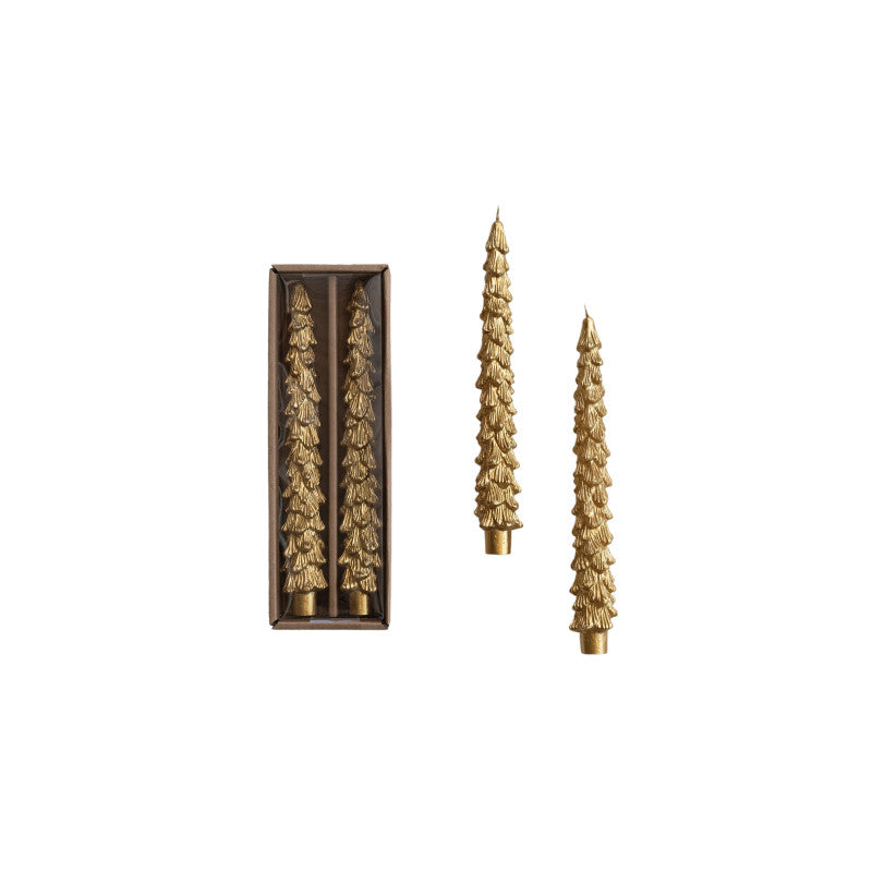 Gold Tree Taper Candles - Set of 2