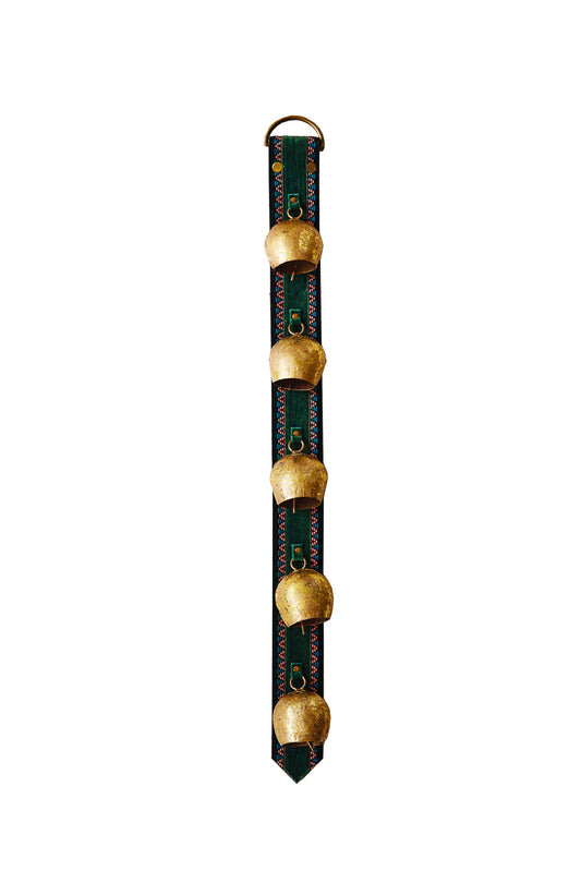 Velvet & Leather Embroidered Bell Door Hanger