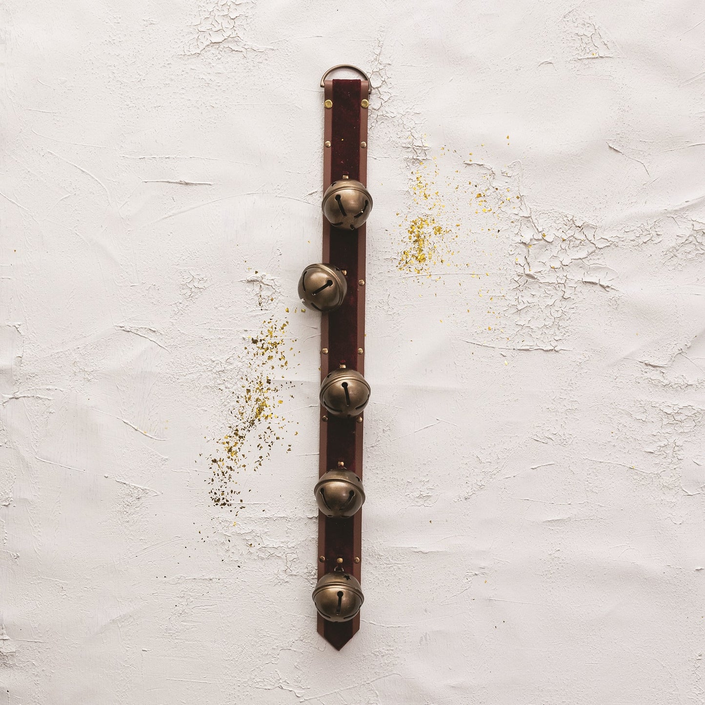 Leather & Velvet Door Hanger w/ Bells