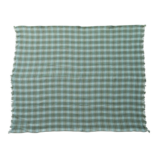 Woven Cotton Frayed Edge Plaid Throw