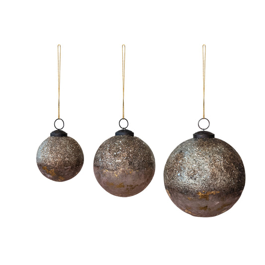 Textured Mica Flake Glass Ornament