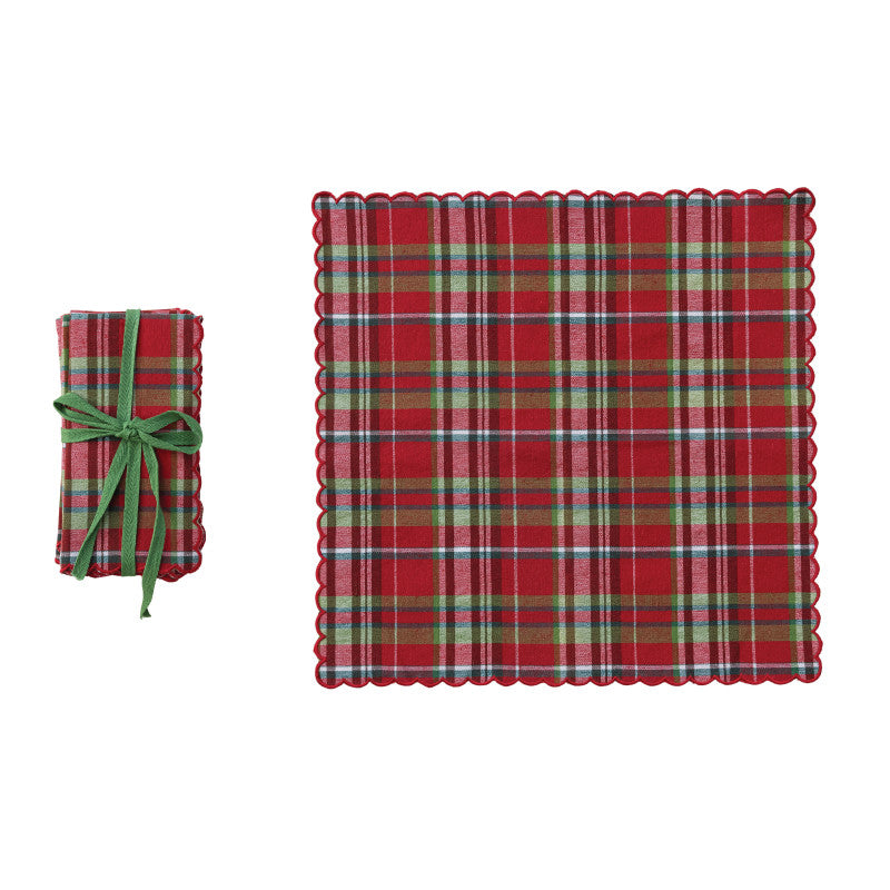 Tartan Napkins w/ Scalloped Edge