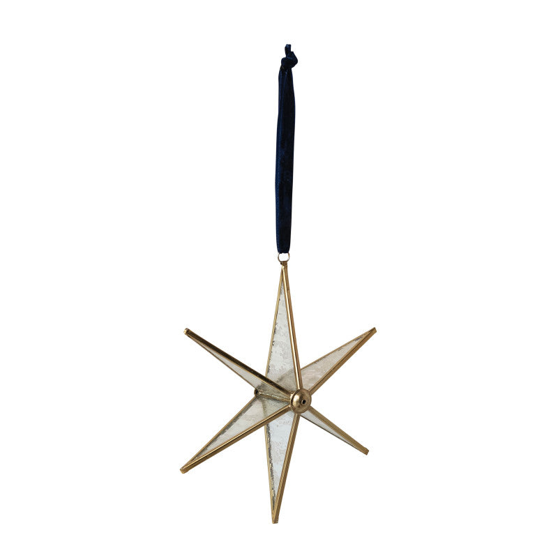 Mirrored Glass & Brass Star Ornament