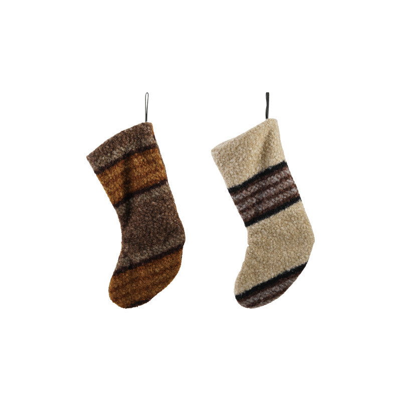 Faux Sherpa Stripe Stocking
